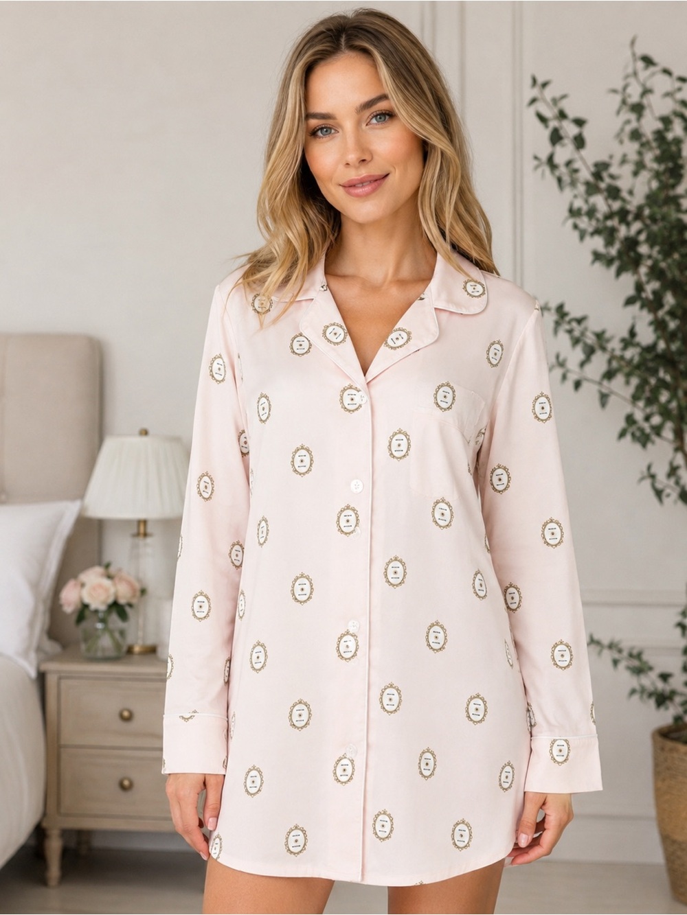 NWT Press for Champagne Toss Designs Nightshirt S/M